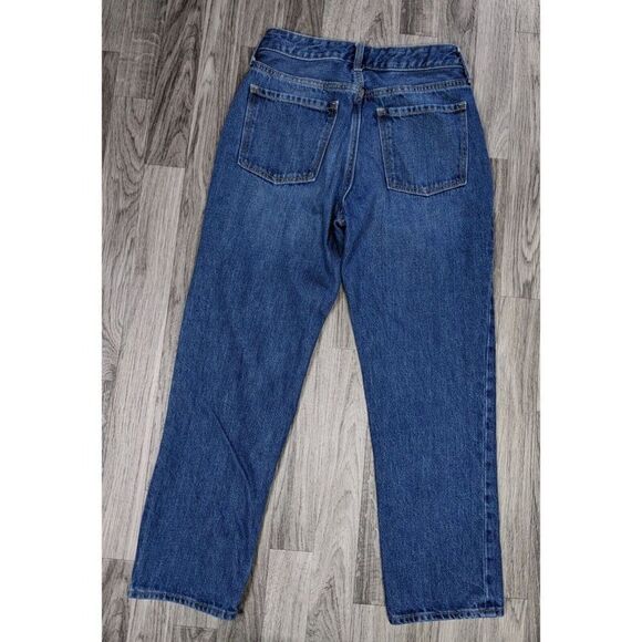 (3/$35) Old Navy Size 0 Pockets Whiskered Straight Leg Cropped Denim Blue Jeans - Picture 2 of 10